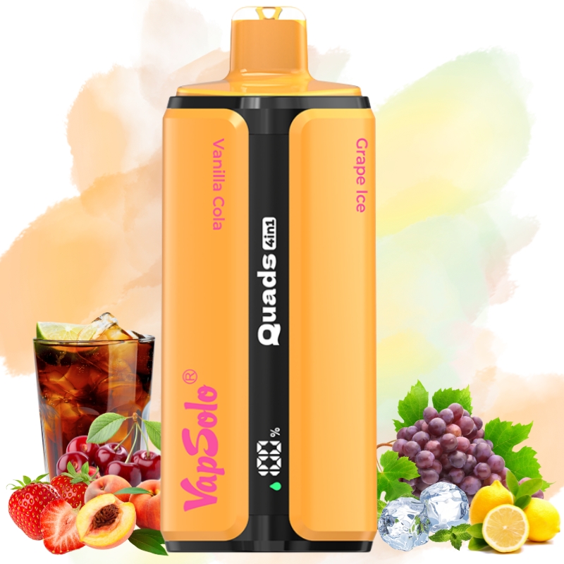 Vapsolo Quads 80000 Vanilla Cola-Lemon Peach-Strawberry Raspberry Cherry Ice-Grape Ice